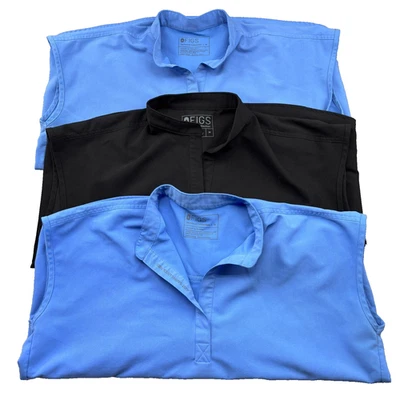 Figs Scrub Tops (Lot of 3) Womens M Blue & Black Rafaela Oversized Medium - Image 1 of 4