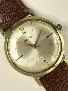 MOWBRE Vintage 1960’s Mens Manual Sunburst Dial Swiss 17 Jewels Gold Dress Watch - Picture 1 of 5