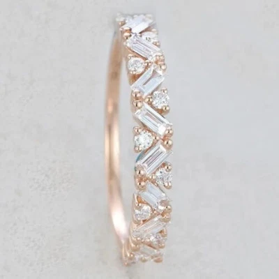 Baguette Cut 2.10 Ct Lab-Created Diamond Engagement Ring 14K Yellow Gold FN - Image 1 of 4