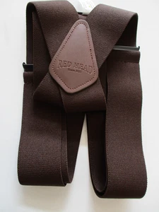 ROTHAARIGE BRANDNEUE BRAUNE 2" BREITE STRETCH VERSTELLBARE HOSENTRÄGER GRÖSSE 46 - Bild 1 von 5
