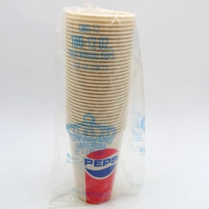 Pepsi Cola Waxed Paper Cups 12 oz Soda Advertising Lot of 34 Vintage - Picture 1 of 6