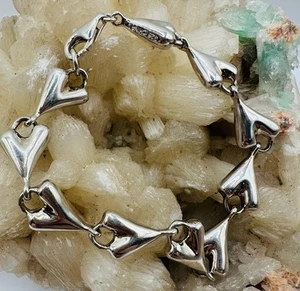 Robert Lee Morris RLM Studio Sterlingsilber 925 Herz Gliederarmband 7,5 Zoll - Bild 1 von 3
