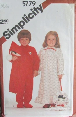 VTG Simplicity 5779 Child Toddler 4 Footed Pajamas Nightgown PJ Bag Pattern UNCT - Image 1 of 2
