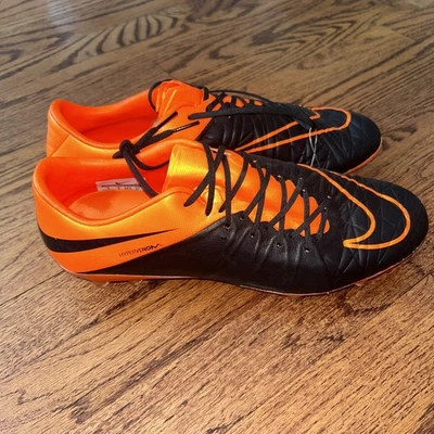 NIKE HYPERVENOM PHINISH LTHR FG ЧЕРНЫЙ/ОРАНЖЕВЫЙ ФУТБОЛЬНЫЕ БУТСЫ РАЗМЕР 9 (759980-008) - Изображение 1 из 4