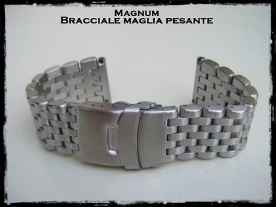 Bracciale Magnum acciaio per orologio maglia pesante regolabile 22-24mm - Immagine 1 di 4