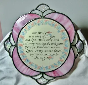 Gorgeous Stained Glass Watercolor "Our Family" Window Hanging Marcella Gentzkow - Picture 1 of 2
