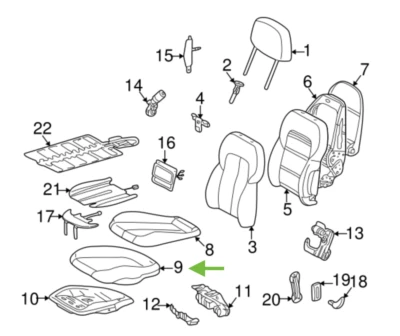Cojín asiento delantero mercedes-benz - 208-910-04-50 - para MBZ CLK430 (1999-03) Foto 1 de 4