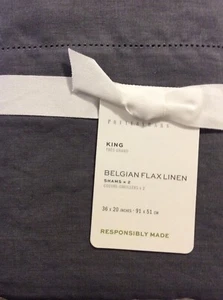 Pottery Barn zwei (2) belgische Flachs Leinen King Shams anthrazitgrau Neu mit Etikett! 20x36 - Bild 1 von 1
