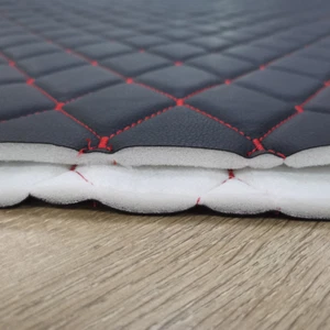 UK Waterproof Faux Leather Quilted Fabric DIY Car Seat Upholstery Foam-padded - Picture 1 of 12