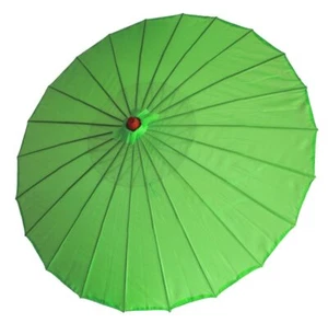Sonnenschirm 102 Deko Schirm Kunstfaser grün Bambus Holz Bali Ø 84cm Asia - Bild 1 von 4