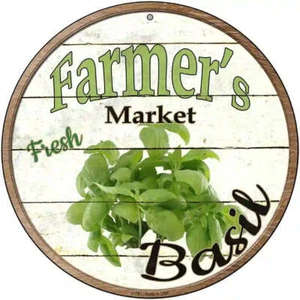 Letrero de metal Fresh Basil Farmer's Market Circle - Imagen 1 de 1