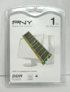 New PNY 1GB PC3200 400MHz DDR Desktop DIMM Memory MD1024SD1-400 - Picture 1 of 1