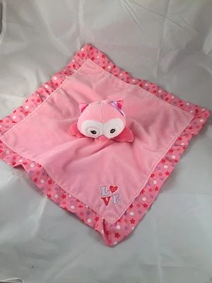 MANTA DE SEGURIDAD ROSA LOVE OWL BIRD LOVEY BEBÉ NIÑA SONAJERO JUGUETE Foto 1 de 4