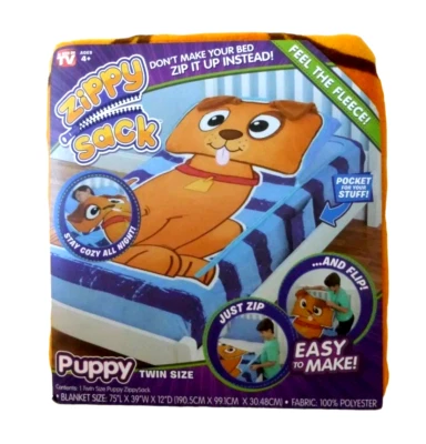 ZIPPYSACK Zippy Sack Puppy Fleece Twin Size Blanket NIP - NEW