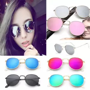Round Vintage Retro Hippy Cyber Goggles Steampunk Mens Womens Sunglasses Mirror - Picture 1 of 35