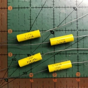 1uF 100v 5% Elpac Axial Film Capacitor Z1B105J Metallzd Polyester Audio New 4pc - Picture 1 of 2