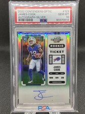 2022 Panini Contenders Optic James Cook RC Ticket Auto Silver PSA 10 GEM MT #123