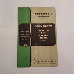 Tractor John Deere 1953 de colección modelo rastra de disco ""SH"" manual del operador - Imagen 1 de 7