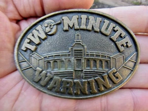 Vtg TWO MINUTE WARNING Belt Buckle CREW Award 1970s Movie Poster ART RARE VG+ - Picture 1 of 4