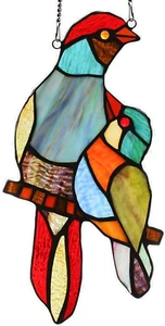 Birds Stained Glass Window Hangings, Handmade Suncatcher Hummingbirds Stained Gl - Picture 1 of 12