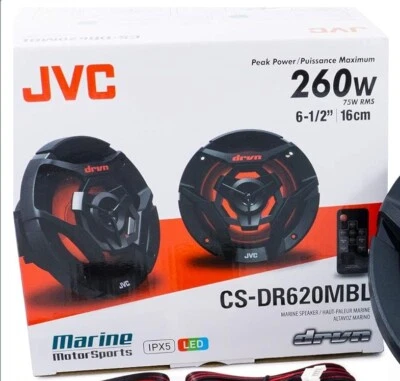 JVC CS-DR620MBL 6-1/2" Altavoces Marinos con Luces LED Incorporadas (Negro) Foto 1 de 4
