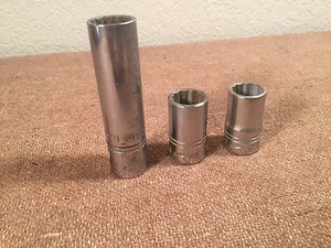 3pc Vintage Williams Socket Lot USA 5/8 12pt Deep & 5/8 12pt & 9/32 12pt EUC - Picture 1 of 4