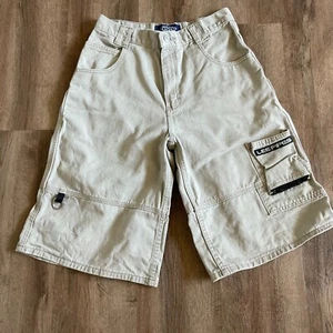 VTG Lee Pipes Shorts Youth Boys Size L Skate Baggy Pockets Wide Leg Tan Retro Su - Picture 1 of 16