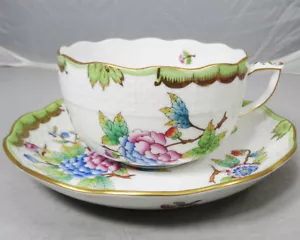Coppa da tè e piattino Queen Victoria Herend a forma di canton NUOVO MAI USATO made Ungheria - Foto 1 di 19