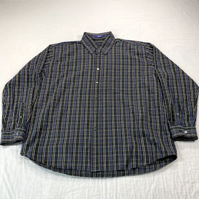 Camisa Alan River Para Hombres 2XL XXL Negra A Cuadros Manga Larga Abotonada Informal Adulto Foto 1 de 4