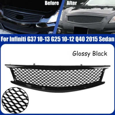 Parrilla de parachoques negra brillante para Infiniti G37 25 2010-2012 Q40 2015 sedán 2010-2013 Foto 1 de 4