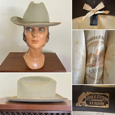 1960s Stetson 3x BEAVER OPEN ROAD Size 7 Hat Fedora Cowboy Western Hat Vtg 60s - Image 1 of 4