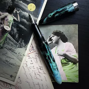 Penna BENU, penna stilografica Minima Mystical Green Silver, penna stilografica, M, media - Foto 1 di 4