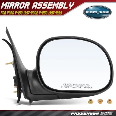 Espejo retrovisor manual negro del lado del pasajero delantero para Ford F-150 1997-2002 F-250 97-99 Foto 1 de 4