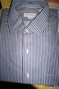 NWT TOMMY BAHAMA MENS SPREAD COLLAR DRESS SHIRT-NAVY BLUE STRIPE-15.5 32/33 - Picture 1 of 1