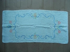 DE COLECCIÓN 32.5" X 15" LINO BLANCO CON BORDADO FLORAL CORREDOR DE MESA - Imagen 1 de 2