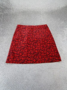 Boden Skirt Womens 10 Red & Navy Blue Floral Soft Texture Straight - Picture 1 of 8