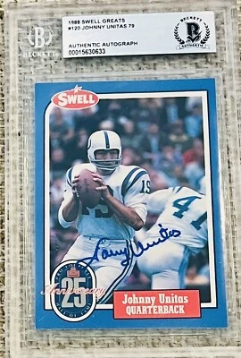 JOHNNY UNITAS SIGNED CARD AUTOGRAPH BECKETT AUTHENTICATION DIED 2002 - Image 1 of 3