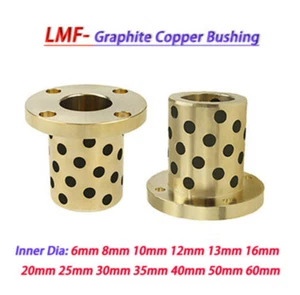 LMF Oilless Graphite Copper Bushing Self-Lubricating Round Flange Linear Bearing - Picture 1 of 7