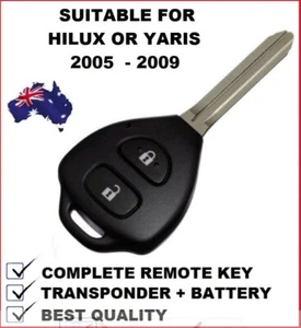 Remote Car Key Suitable for Toyota Hilux or Yaris 2005 2006 2007 2008 2009 4D-67 - Picture 1 of 5