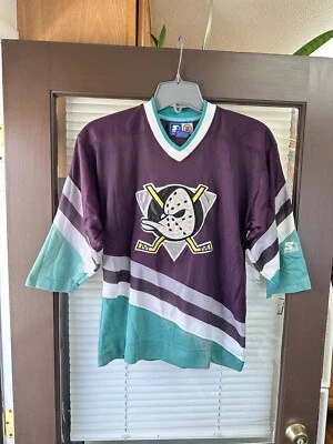 Винтажная хоккейная футболка STARTER Anaheim Mighty Ducks НХЛ 90-е ПРОШИТАЯ - Изображение 1 из 4