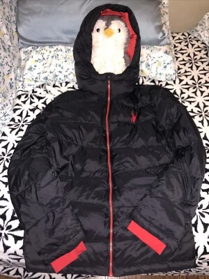 Used Black And Red Spyder Winter Coat For Kids L 14/16 With Good & 2 Zip Pockets - Image 1 of 4