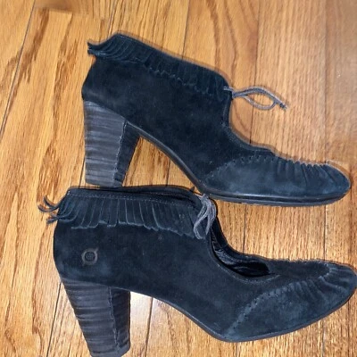 Born Woman’s Black Suede Heels  Shoe Size 7.5 Preowned Boho EUR 38.5 - Image 1 of 4