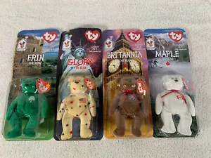 TY Beanie Babies McDonald's International Bears Set Of (4) w/ Errors | RARE NIB - Picture 1 of 10