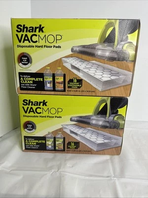 2 Shark VACMOP Disposable Hard Floor Vacuum and Mop Pad Refills 16 CT VMP16 (32) - Image 1 of 4