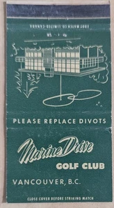 Matchcover Marine Drive Golf Club Vancouver BC Canada - Picture 1 of 3