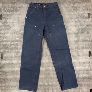 Carhartt Double Knee Work Wear Pants Navy Blue B01-NVY Duck Men's 30x34 - Picture 1 of 9