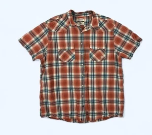 Ariat Retro Fit Button Shirt Mens XXLT Red Blue Plaid Outdoors Short Sleeve - Picture 1 of 7
