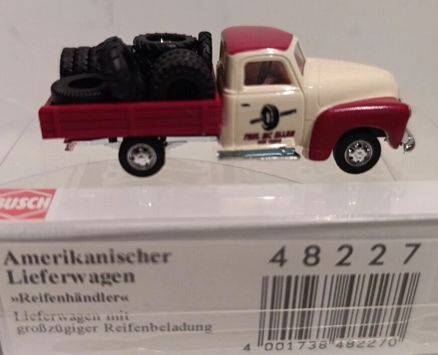 Busch 48227 Chevrolet Pick-Up Rivenditore Di Pneumatici HO 1:87 NUOVO - Immagine 1 di 1