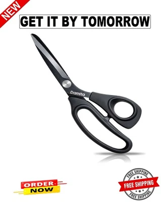BRANDED Damita 8.5" Heavy Duty Fabric Scissors - Black Titanium Coated for Leather