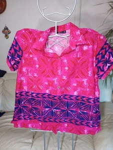 CAMICIA ALOHA ORIGIN TRIBALE HAWAIANA blusa fucsia taglia 18 - Foto 1 di 7